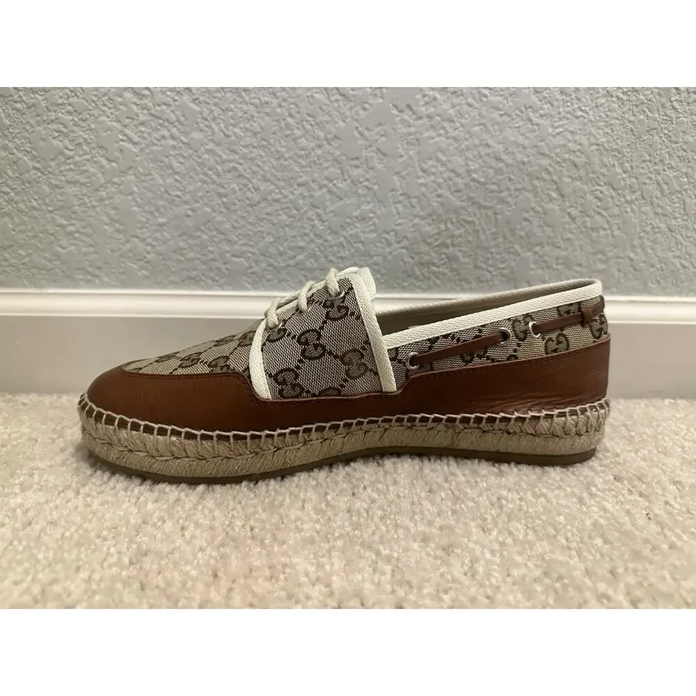 AUTHENTIC GUCCI MONOGRAM ESPADRILLES 725799 GG 7 (fits USA 8)